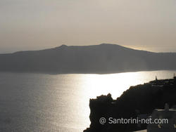 Thirasia and sea view from Imerovigli Thirasia as seen from Imerovigli during sunset