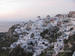 Panoramic view of Oia settlement during twilight right after sunset.